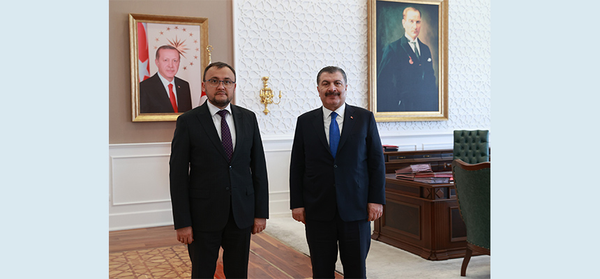 Sayın Bakanımız Dr. Fahrettin Koca, Ukrayna'nın Ankara Büyükelçisi Vasyl Bodnar'ı Kabulü