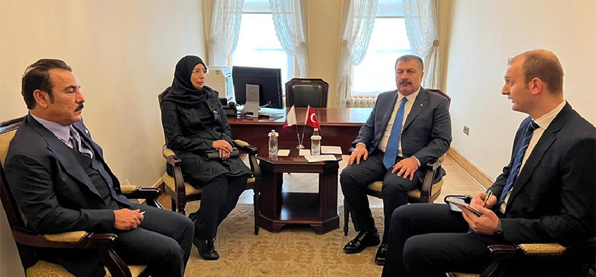 Sayın Bakanımız Dr. Fahrettin Koca’nın Katar Halk Sağlığı Bakanı Dr. Hannan Al Kuwari ile Görüşmesi